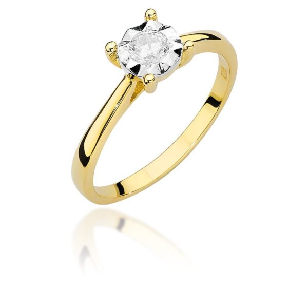 Pierścionek z żółtego złota z brylantem