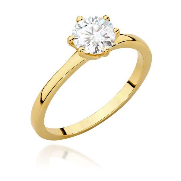 Pierścionek z żółtego złota z brylantem