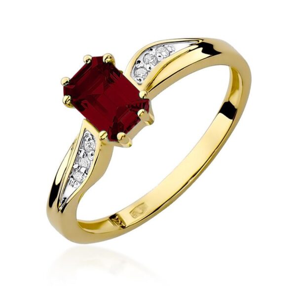 Pierścionek z żółtego złota z granatem