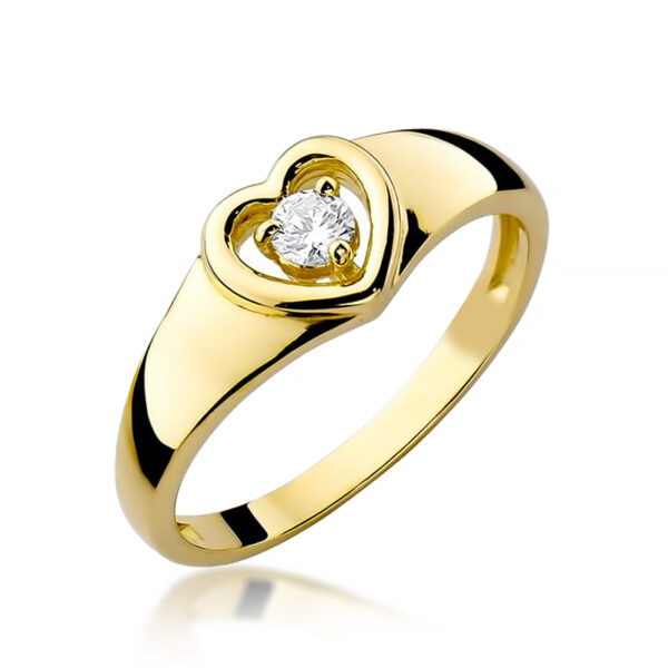 pierścionek żółte złoto z brylantem