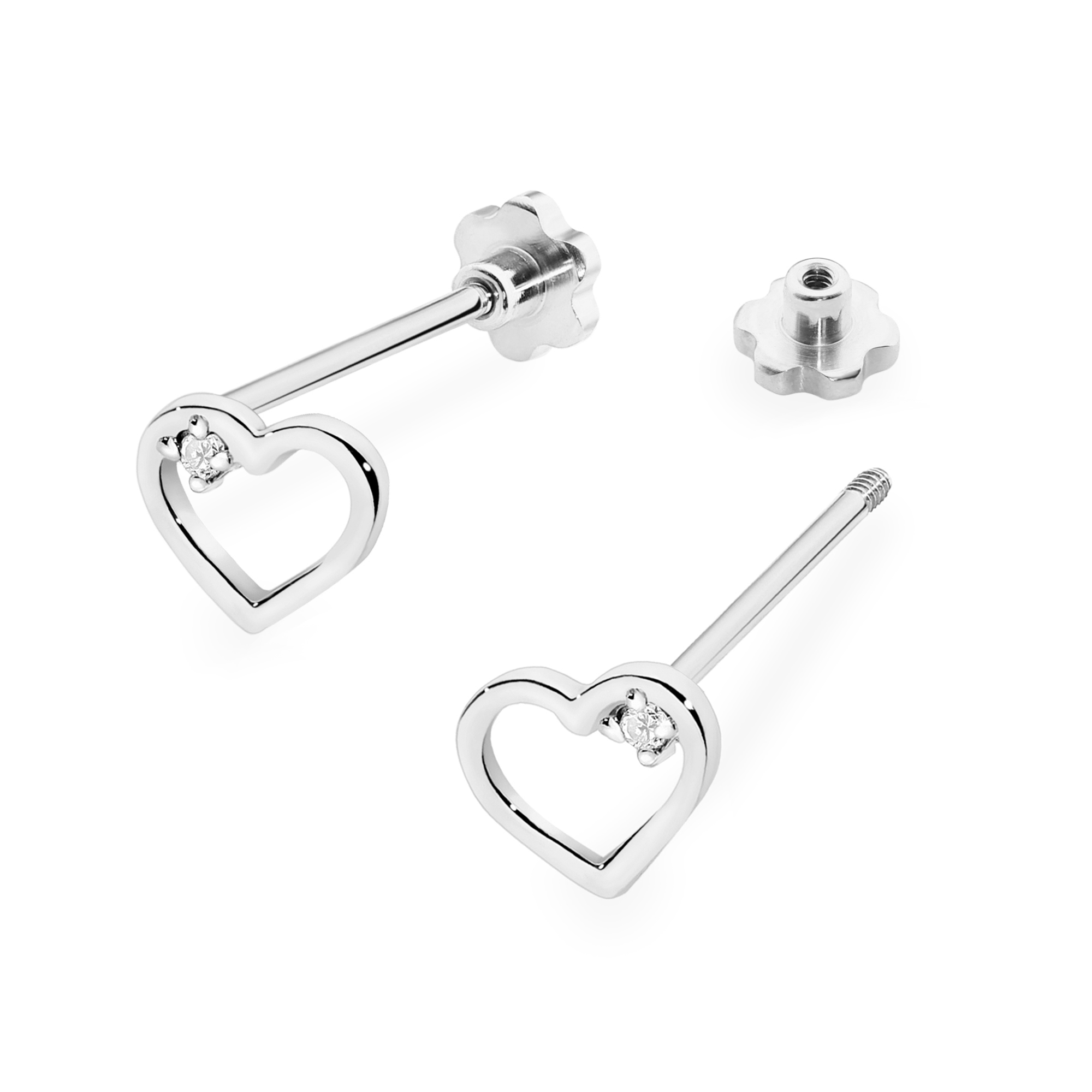 kolczyki białe złoto z brylantem