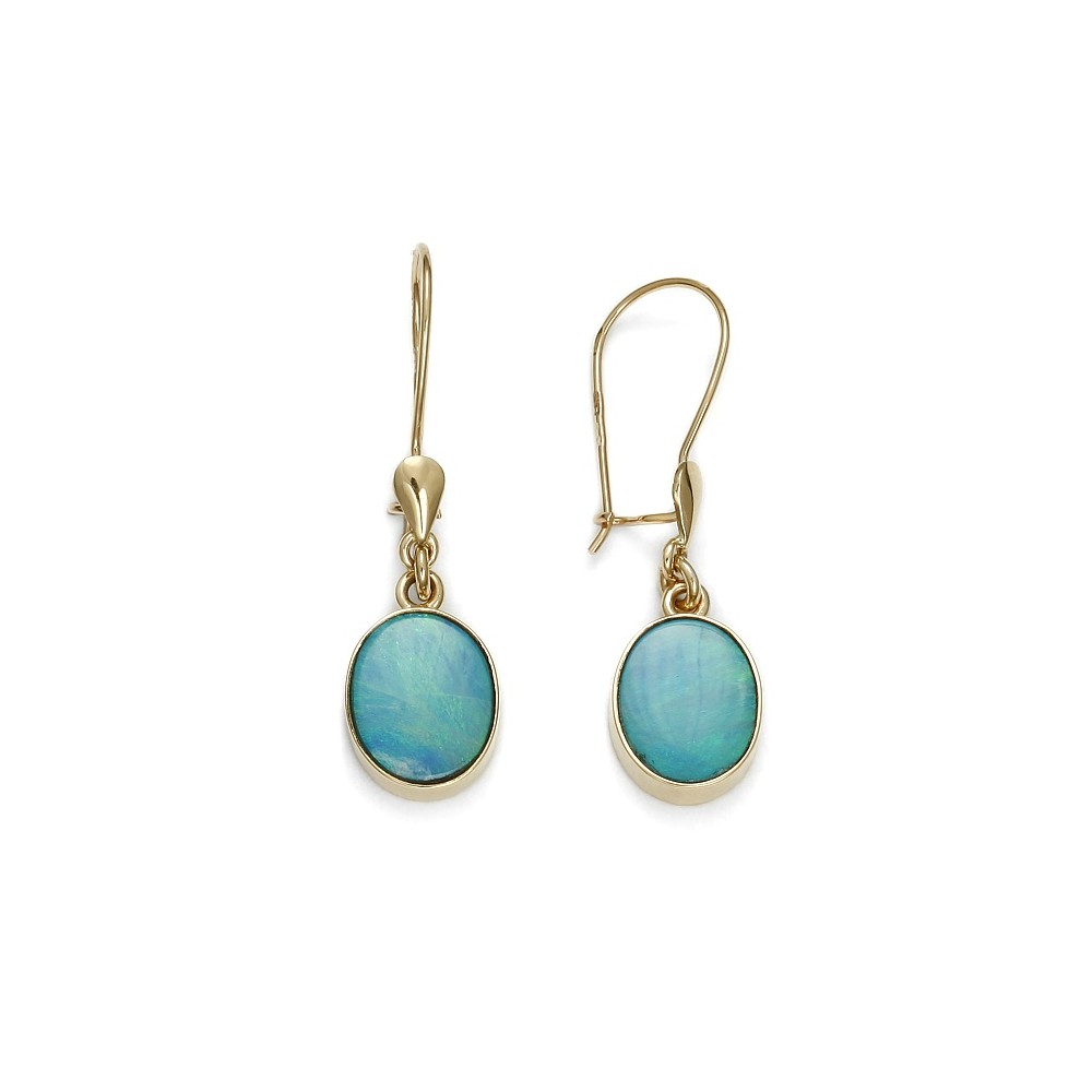 kolczyki złote z opalem naturalnym