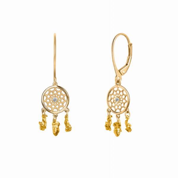 Kolczyki złote "Łapacz Snów" z brylantami