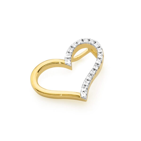 zawieszka w kształcie serca z żółtego złota z brylantem