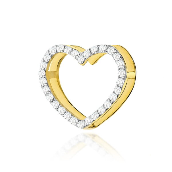 zawieszka w kształcie serca z żółtego złota z brylantem