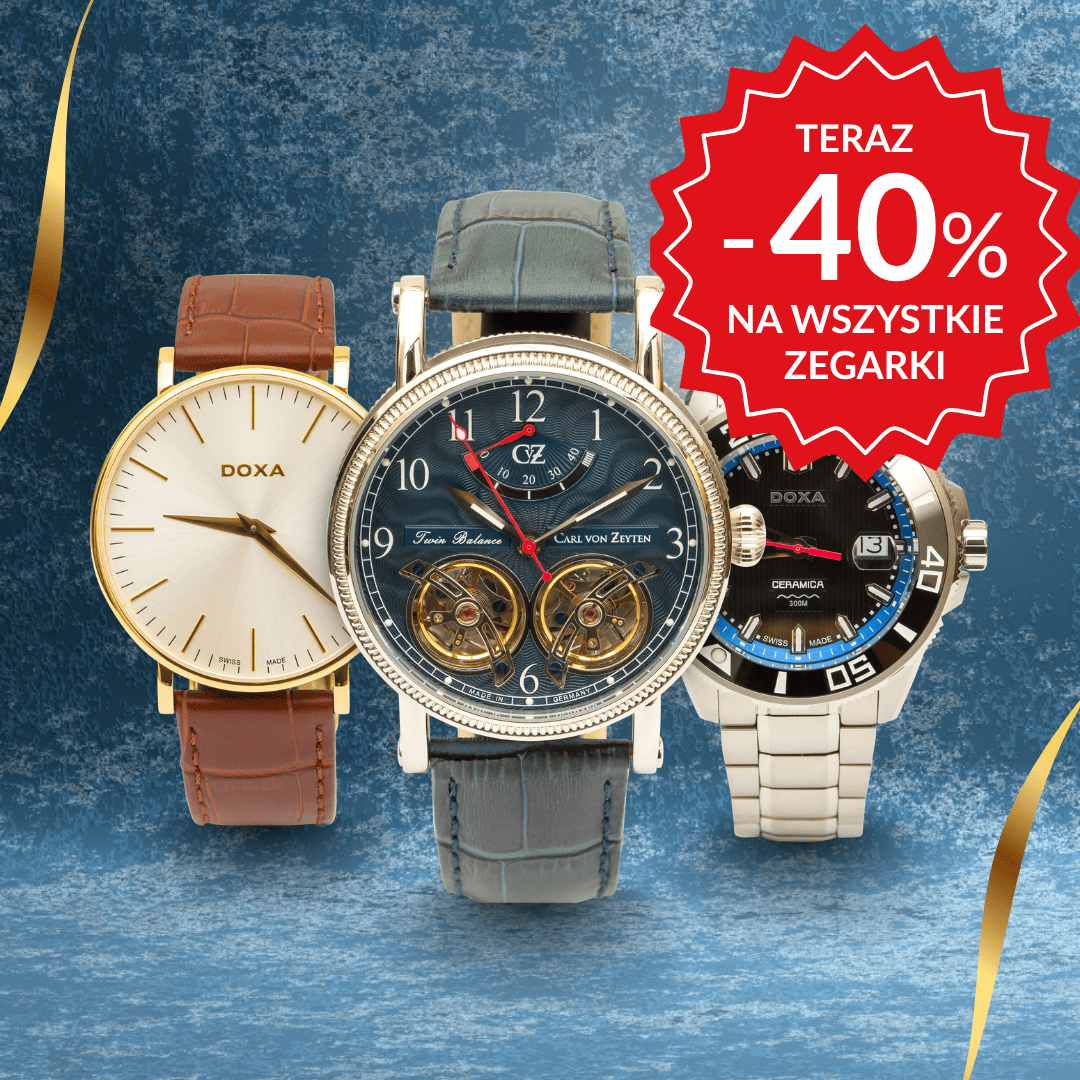 banner z trzema zegarkami przedstawiający promocję -40%